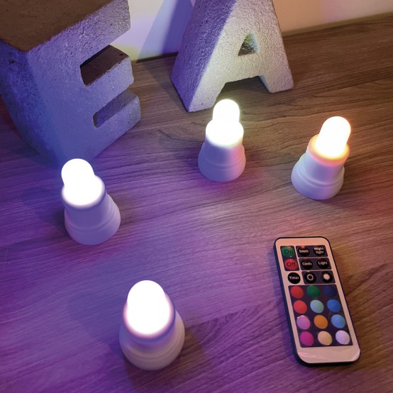 Set of 12 LED candles - Multicolored rechargeable with remote control