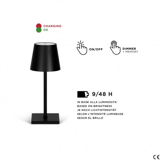 Stilosa Mini Black - USB Rechargeable LED Table Lamp