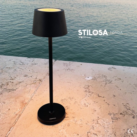 Stilosa Tonda Black - USB Rechargeable LED Table Lamp with Round Base