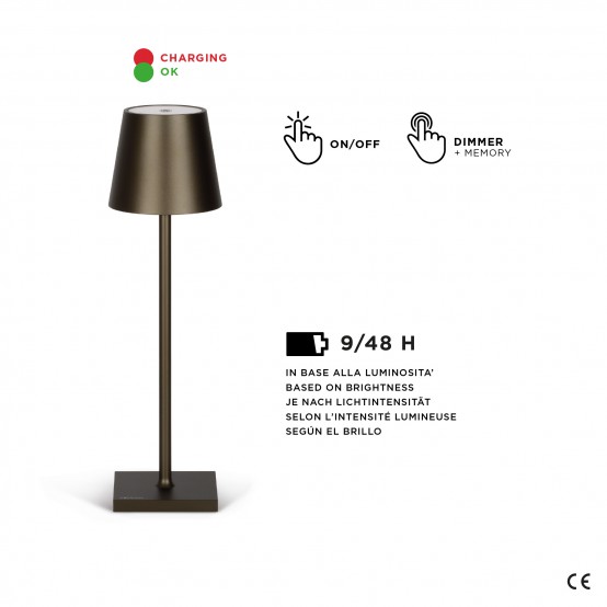 Stilosa (Tropical Black) - Lampada da tavolo ricaricabile senza fili